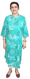Prabha Apparels Women Printed Cotton A-line Kurti (Green)