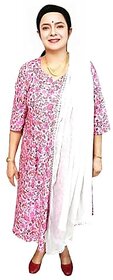 Prabha Apparels Women Printed Polyester A-line Kurti (Pink)