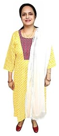 Prabha Apparels Women Printed Polyester A-line Kurti (Yellow)