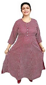 Prabha Apparels Women Printed Cotton Anarkali Kurti (Maroon)