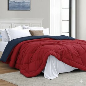 Quirky Home Solid Comforter Double Bed, Red & Blue