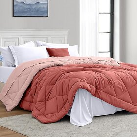 Quirky Home Solid Comforter Double Bed, Tericotta