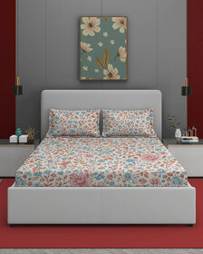 Quirky Home Coral Collection Flat Double Bedsheet with 2 Pillow Cover (Multicolor)