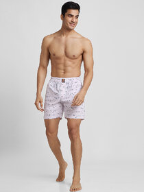 Redry 100% Cotton Printed Men's Boxer Shorts Light Pink