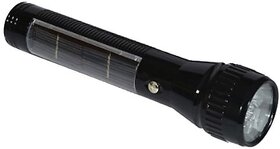 Solar LED Torch with Compass - (Black, Plastic and 1-Watt)