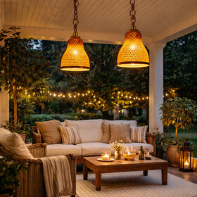 WEEBIZ Jullian8 Wall Lights, Ceiling Lights, Hanging Lights (Pendant Lights), Wall Lights Lamp Shade (Bamboo)