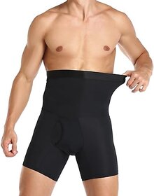 Ahina Girdle Pants Men Shorts High Waist Slimming Tummy Control Boxer Briefs Abdomen Wrap Body Shaper Black Fitness Corset Underwear Belly(Black)