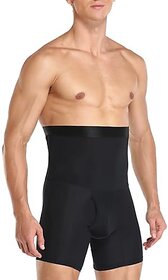 Ahina Men Tummy Control Shorts High Waist Slimming Underwear Body Shaper Seamless Belly Girdle Boxer Briefs, Black