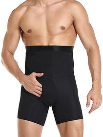 Ahina Men's Shapewear Tummy Control Shorts Slimming Shapewear Shorts for Men Long Leg Compression Boxer Briefs, Black