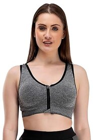 Ahina Women's Front Zip Sports Bra Wireless Post-Surgery Bra Active Yoga Sports Bras Women's Zip Front Sports Bra Wireless Post-Surgery Bra Active Yoga Sports Bras Grey