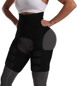 Ahina 2-in-1 Sweat Shaper Belt for Women xe2x80x93 Waist Trainer and Thigh Trimmer for Belly Fat Leg Slimming and Workout Performance Boost- Multicolor