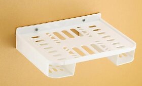 Tv Set Top Box Stand With Remote Holder Wall Mount Shelf Dth Stand For Wifi Router Stand All Type Of Set Top Box (white)