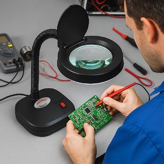 LED Table lamp with Magnified Lens Study Lamp Black