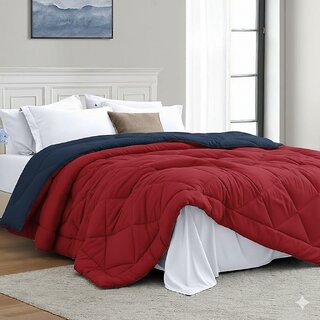 Quirky Home Solid Comforter Double Bed, Red & Blue