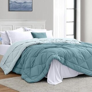Quirky Home Solid Comforter Double Bed, Sky Blue
