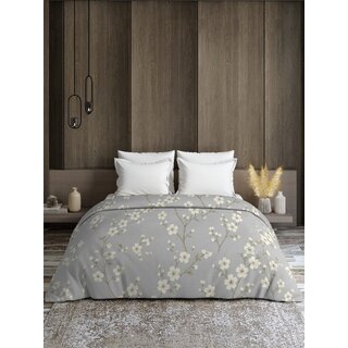 Quirky Home Rome Comforter Collection Double bed, Soft Warm Grey