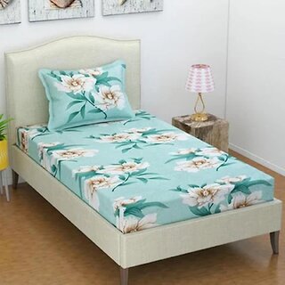 Quirky Home Duke Cotton Blend Collection Flat Single Bedsheet with 1 Pillow Cover