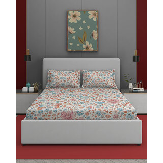 Quirky Home Coral Collection Flat Double Bedsheet with 2 Pillow Cover (Multicolor)