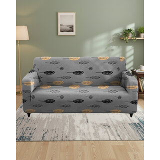 Quirky Home Polyster Floral Collection Elastic Fitted Sofa Cover , GREY (3+1+1 Seater)