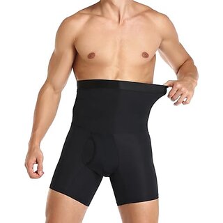 Ahina Girdle Pants Men Shorts High Waist Slimming Tummy Control Boxer Briefs Abdomen Wrap Body Shaper Black Fitness Corset Underwear Belly(Black)