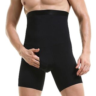 Ahina Men Tummy Control Shorts High Waist Slimming Body Shaper Compression Shapewear Belly Girdle Underwear Boxer Briefs, Black