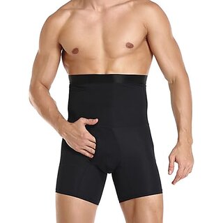 Ahina Men's Shapewear Tummy Control Shorts Slimming Shapewear Shorts for Men Long Leg Compression Boxer Briefs, Black