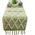Elegant Green Geometric Table Runner with Decorative Fringes