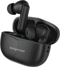 Digimate Budmax True Wireless Earbuds With 30H Playtime, Bluetooth 5.2, Dual Mic for Clear Calls, 300mAh Battery, Type-C Fast Charging, Voice Assistant Enabled (Black)