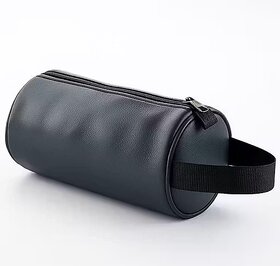 Trendy PU Leather Cylinder Pouch Bag for Men & Women Multipurpose Travel, Cosmetic & Stationery Case