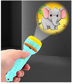 Vakra Mini Slide Projector Flashlight Torch Kids Projection Light Toy Slide Flashlight Lamp Education Learning Night Light Before Going to Bed (Multicolor) (Projector Torch  Random Slides)