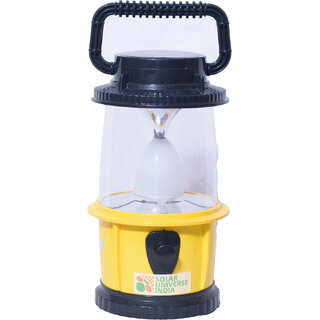 SOLAR UNIVERSE INDIA Solar LED Lamp cum Lantern with 360 degrees white LED lighting, Big Body with Plastic Handle, inbuilt battery & solar panel - 6 Modes 4 hrs Lantern Emergency Light