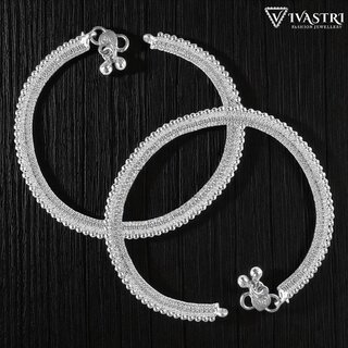 Vivastri Traditional Silver White Metal Payal Anklets Pair for Women & Girls [VIVA1001PYL]