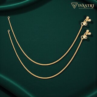 Vivastri Traditional Gold Plated Alloy Payal Anklets Pajeb Pair for Women & Girls [VIVA1039PYL]