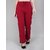 T Dot Women Red Solid Mid Rise Cargo Trouser