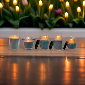 Jar Candle for Home Decorationa | Diwali Candle | Valaentine Day Decoration Candle | Organic SOYA Wax Candle | 44 Hrs Burn Time Pack of 5 (Pack of 5, Blue)
