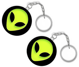 THE NXT GEN Man Alien Face Car Key Chain  Keyring Designer Printed Keychain Pack of 2