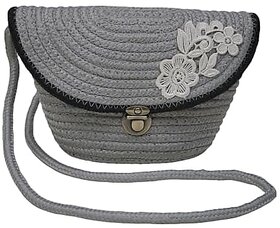 AURKA Handmade Cotton Rope Sling Bag for Women and Girls| Stylish Floral Crossbody Shoulder Bag | Lightweight Durable and Eco-Friendly Casual Purse