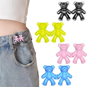 (4 Pairs) Cute Bear Detachable Waist Button for Jeans  Pants