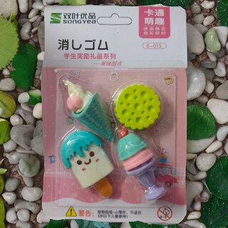 Cute Kids Eraser Set, Multicolored Rubber School Supplies, for Girls Ages 3+ Pack of (Set of 1B)