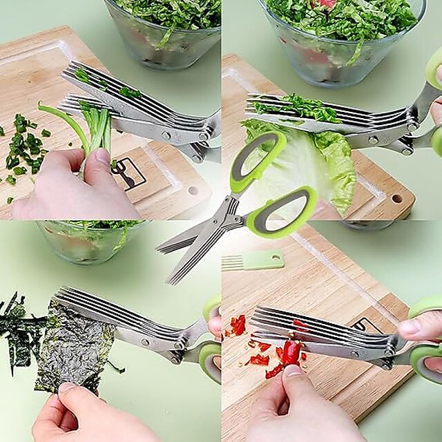 Buy Stainless Steel Vegetable and Herb Scissor with 5 Blade Comb ...