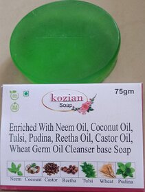 KOZIAN Antibacterial Neem Tulsi Pudina Wheat Germ Oil Soap 75gm for All Skin Type