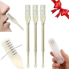 (Pack of 3) Manual Nose Hair Trimmer  Dual Head Rotating Nasal Razor Non Electrical