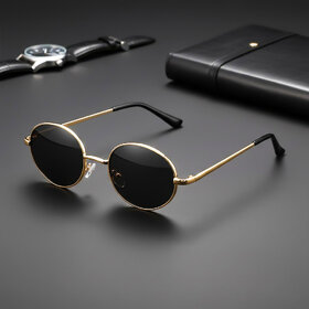 Clicktoeye Oval Sunglasses (For Men & Women, Black)