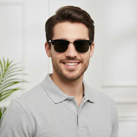 Clicktoeye Retro Square Sunglasses (For Men & Women, Black)