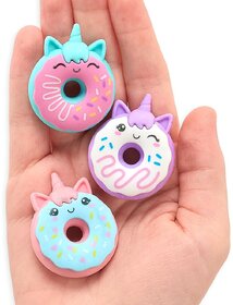 Cute Donut Shaped Erasers, Decorative Animal Design, School Supplies, 6 Pack (5)
