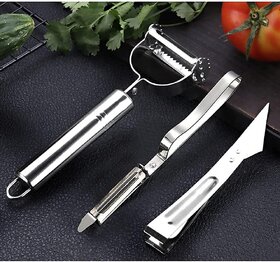 3 in 1 Stainless Steel Vegetable Peeler Set - Essential Kitchen Tool for Effortless Vegetable Preparation, Includes Traditional, Julienne, and Blemish Remover Peelers