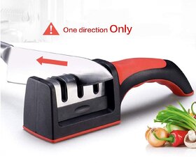 Premium 3-Slot Knife Sharpener - Professional Grade Kitchen Tool for Precision Sharpening of All Knife Types with Ergonomic Handle and Safety Features