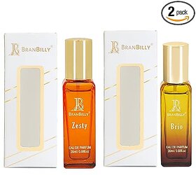 (PACK OF 2) BranBilly Brio & Zesty Perfume Set for Men | Aromatic, Lively & Citrusy |20 ml Each