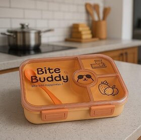 Minha Lunch Box, 4 Compartments, Leak-Proof, Pink and Blue, BPA-Free, with Utensils