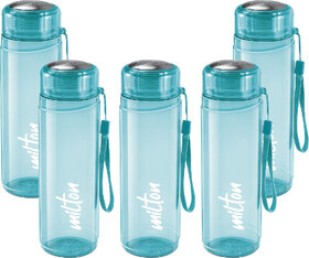MILTON Hector 1000 Pet Water Bottle, Set of 5, 1 Litre Each, Blue 1000 ml Plastic Bottle (Pack 5, Blue)
